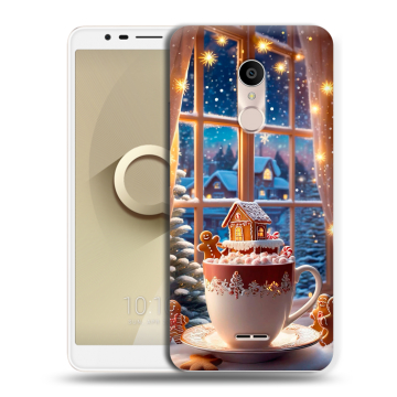 Силиконовый чехол на Alcatel 3C с принтом Новый год Силиконовый чехол на Alcatel 3C с принтом Новый год