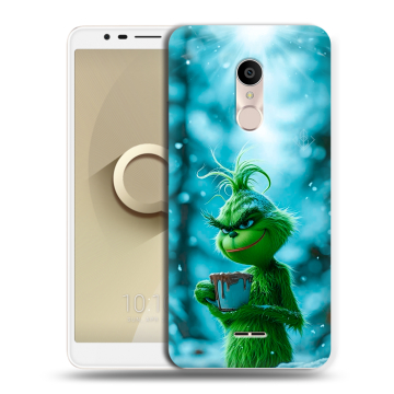 Силиконовый чехол на Alcatel 3C с принтом Новый год гринч Силиконовый чехол на Alcatel 3C с принтом Новый год гринч