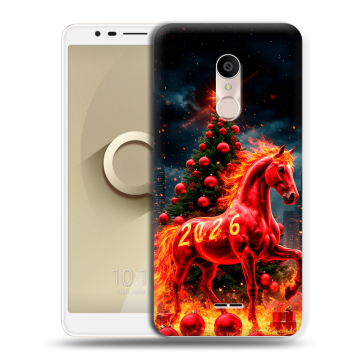 Силиконовый чехол на Alcatel 3C с принтом Новый год Силиконовый чехол на Alcatel 3C с принтом Новый год