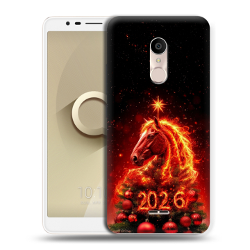 Силиконовый чехол на Alcatel 3C с принтом Новый год Силиконовый чехол на Alcatel 3C с принтом Новый год
