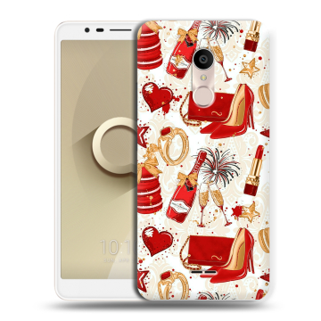 Силиконовый чехол на Alcatel 3C с принтом Новый год Силиконовый чехол на Alcatel 3C с принтом Новый год