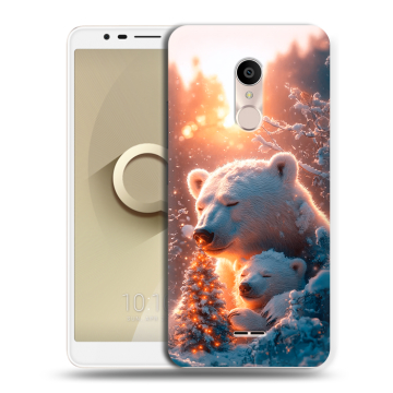 Силиконовый чехол на Alcatel 3C с принтом Новый год Силиконовый чехол на Alcatel 3C с принтом Новый год