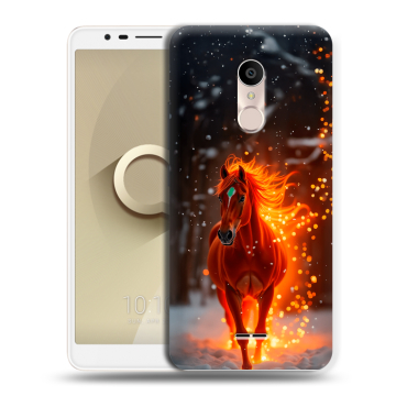 Силиконовый чехол на Alcatel 3C с принтом Новый год Силиконовый чехол на Alcatel 3C с принтом Новый год