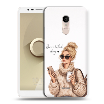 Силиконовый чехол на Alcatel 3C с принтом женский Силиконовый чехол на Alcatel 3C с принтом женский