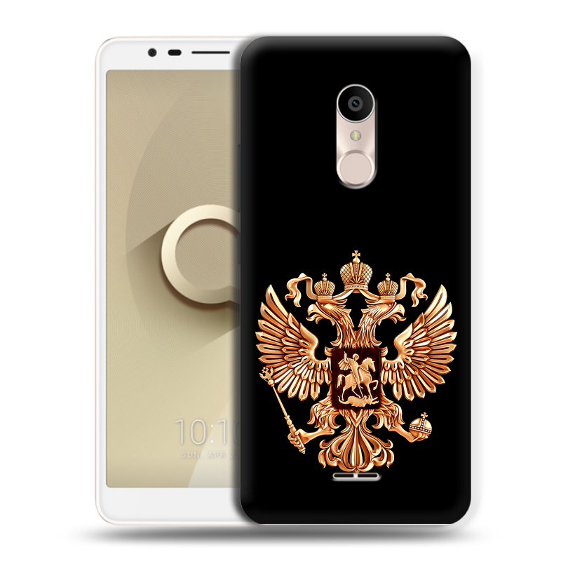 Силиконовый чехол на Alcatel 3C с принтом Герб России золотой Силиконовый чехол на Alcatel 3C с принтом Герб России золотой