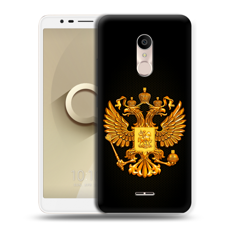 Силиконовый чехол на Alcatel 3C с принтом Герб России желтый Силиконовый чехол на Alcatel 3C с принтом Герб России желтый