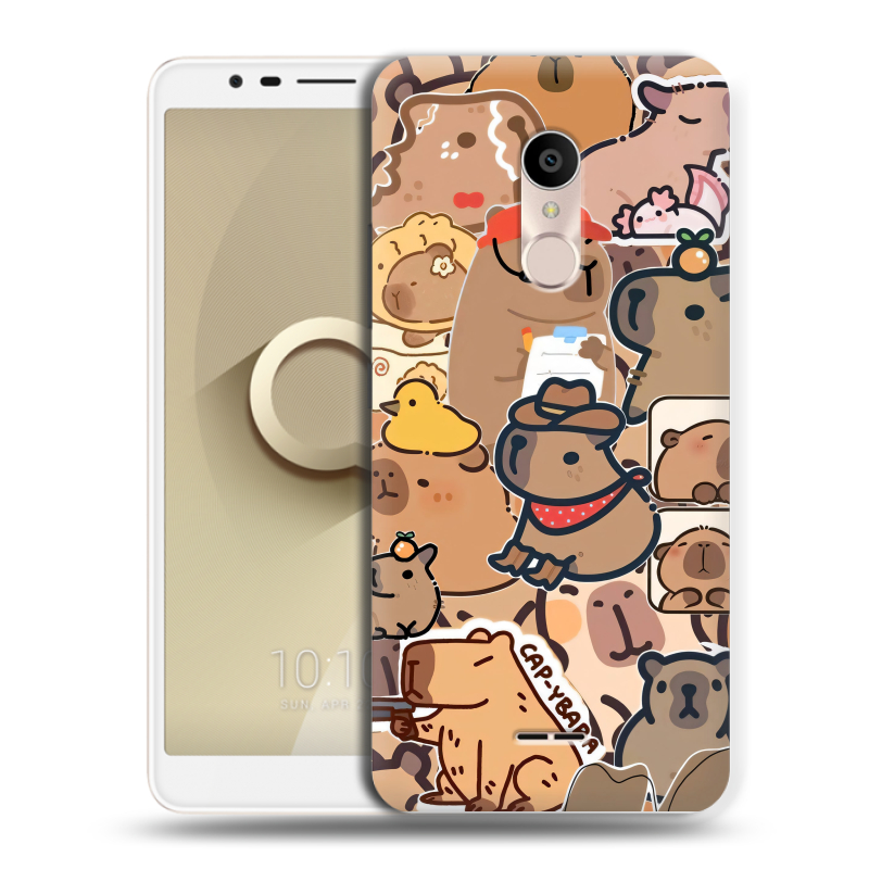 Силиконовый чехол на Alcatel 3C с принтом капибара Силиконовый чехол на Alcatel 3C с принтом капибара