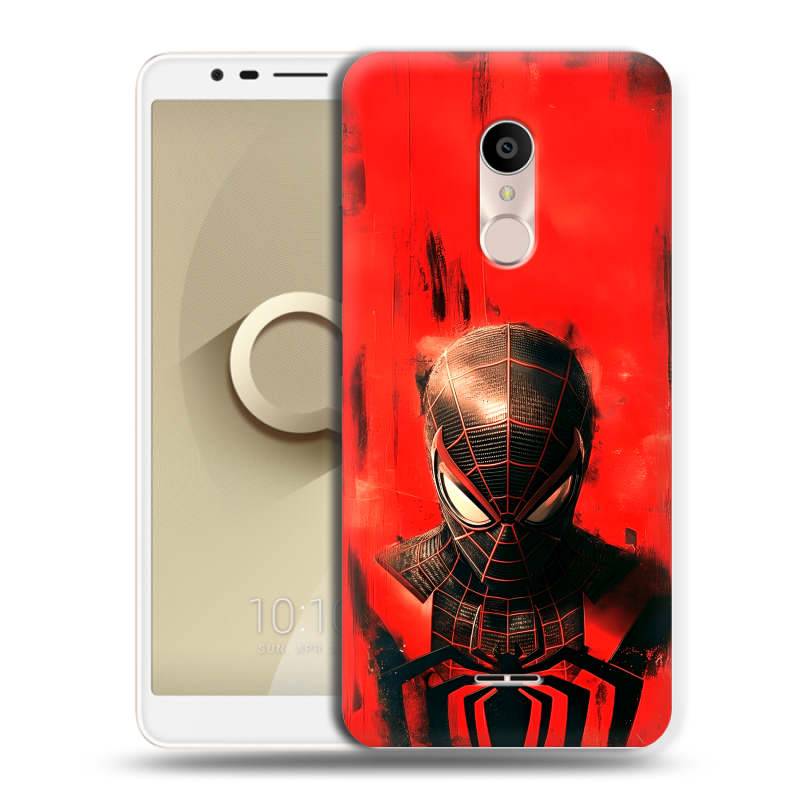 Силиконовый чехол на Alcatel 3C с принтом человек паук spiderman Силиконовый чехол на Alcatel 3C с принтом человек паук spiderman