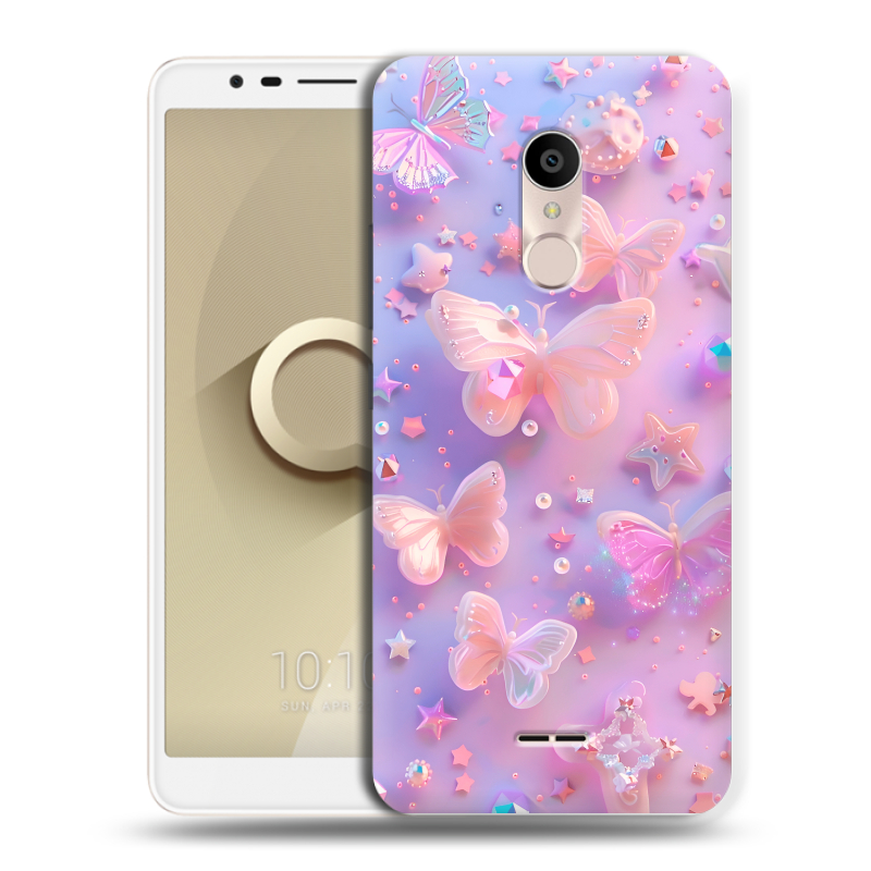 Силиконовый чехол на Alcatel 3C с принтом Бабочки Силиконовый чехол на Alcatel 3C с принтом Бабочки