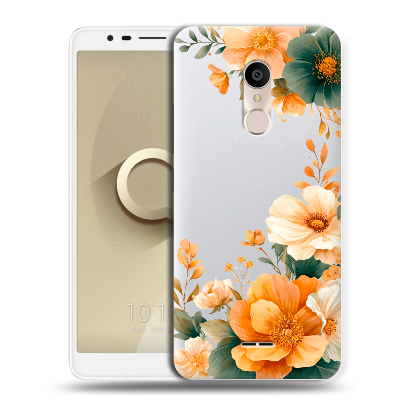 Силиконовый чехол на Alcatel 3C с принтом Цветы принт Силиконовый чехол на Alcatel 3C с принтом Цветы принт