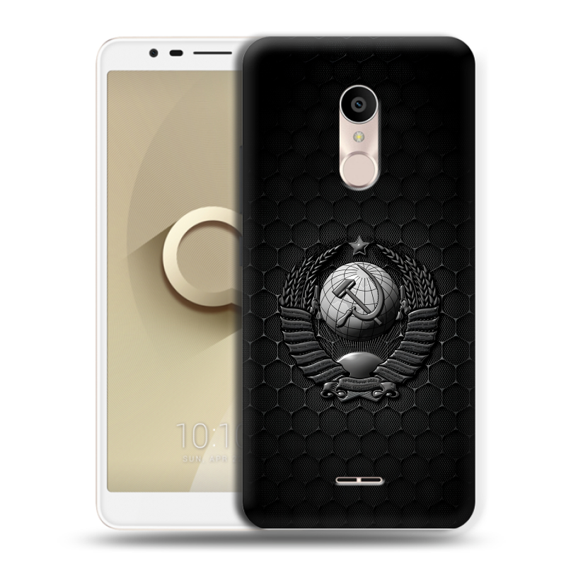 Силиконовый чехол на Alcatel 3C с принтом Герб Флаг СССР Силиконовый чехол на Alcatel 3C с принтом Герб Флаг СССР