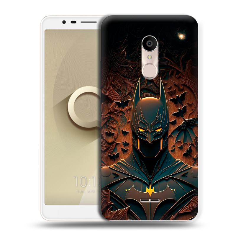 Силиконовый чехол на Alcatel 3C с принтом Batman Бэтмен Силиконовый чехол на Alcatel 3C с принтом Batman Бэтмен