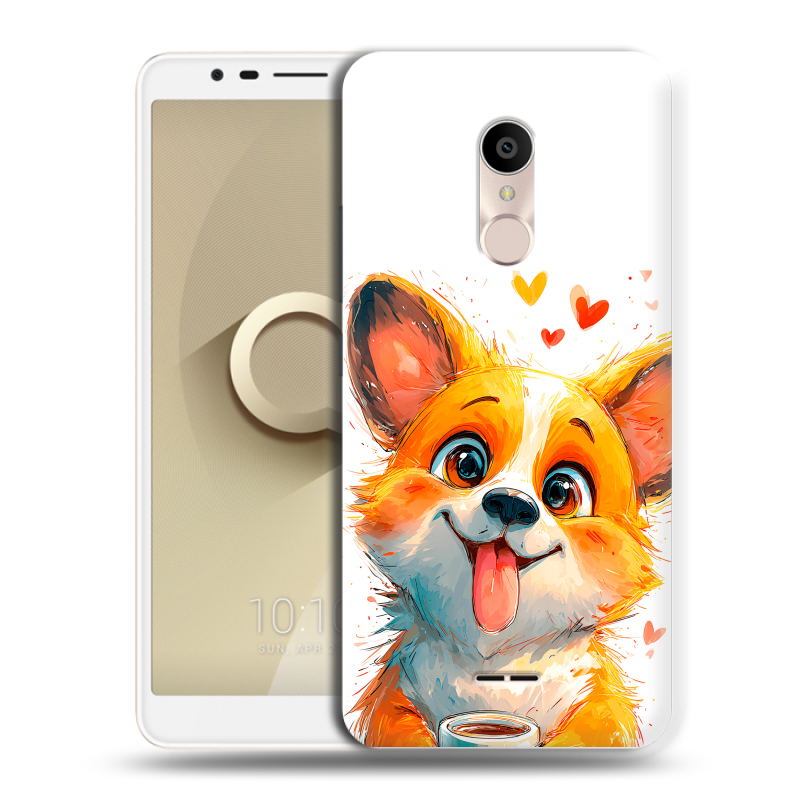 Силиконовый чехол на Alcatel 3C с принтом корги Силиконовый чехол на Alcatel 3C с принтом корги