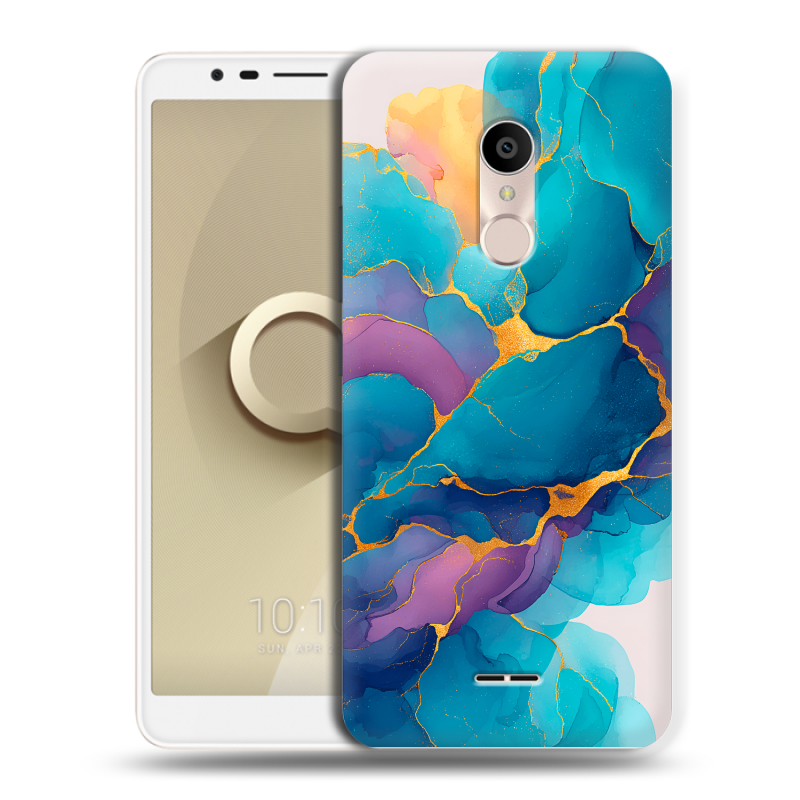 Силиконовый чехол на Alcatel 3C с принтом Мрамор блестки Силиконовый чехол на Alcatel 3C с принтом Мрамор блестки