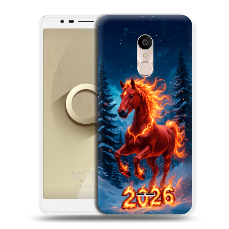Силиконовый чехол на Alcatel 3C с принтом Новый год коня Силиконовый чехол на Alcatel 3C с принтом Новый год коня