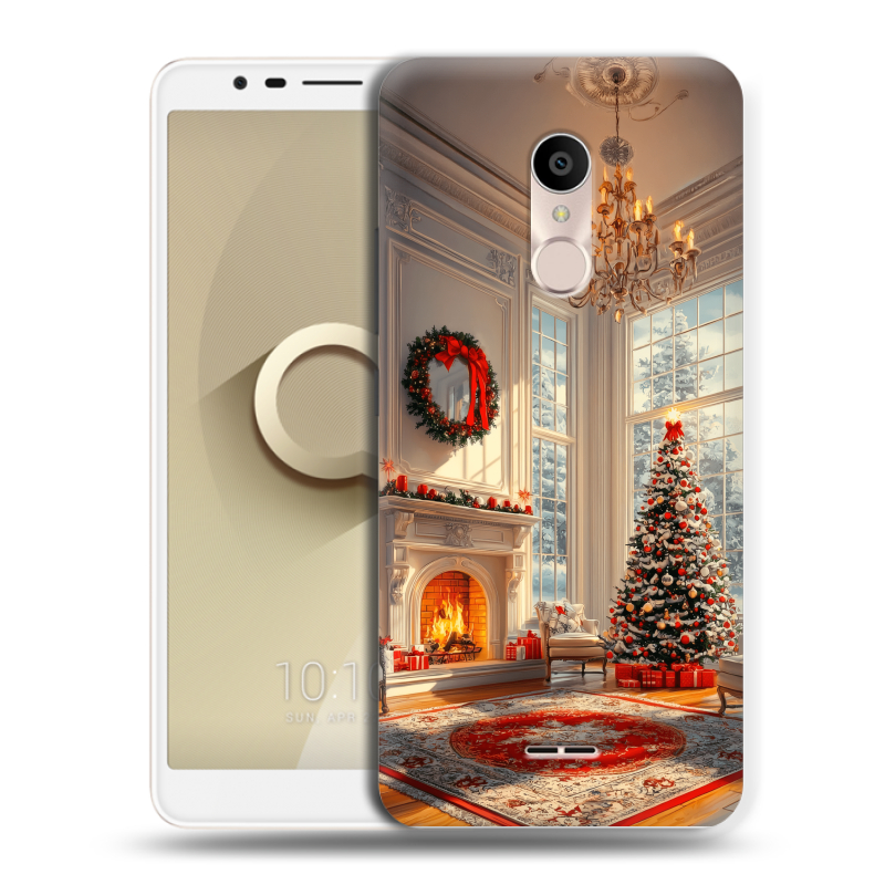 Силиконовый чехол на Alcatel 3C с принтом Новый год Силиконовый чехол на Alcatel 3C с принтом Новый год