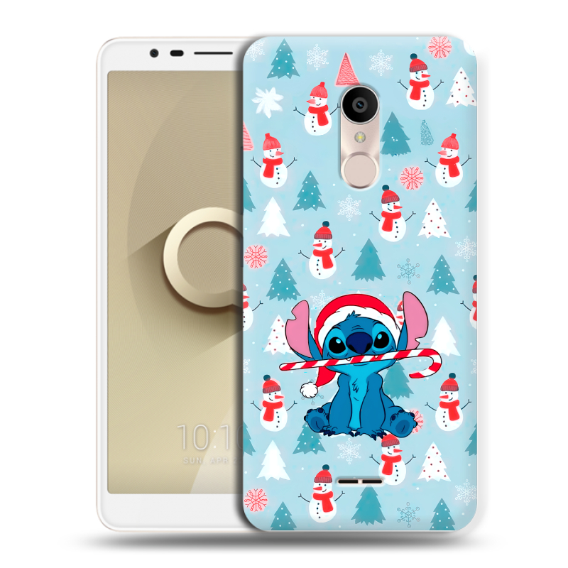 Силиконовый чехол на Alcatel 3C с принтом Стич Новый год Силиконовый чехол на Alcatel 3C с принтом Стич Новый год