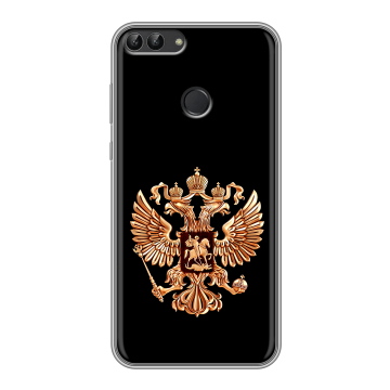 Силиконовый чехол на Huawei P Smart с принтом Герб России золотой