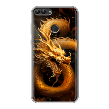 Силиконовый чехол на Huawei P Smart с принтом Золотой дракон