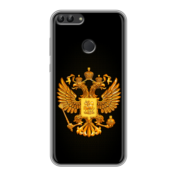 Силиконовый чехол на Huawei P Smart с принтом Герб России желтый
