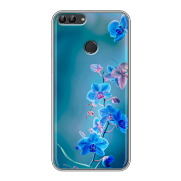 Силиконовый чехол на Huawei P Smart с принтом Голубые цветы