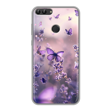 Силиконовый чехол на Huawei P Smart с принтом бабочки и лаванда