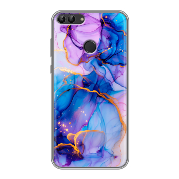 Силиконовый чехол на Huawei P Smart с принтом синий мрамор