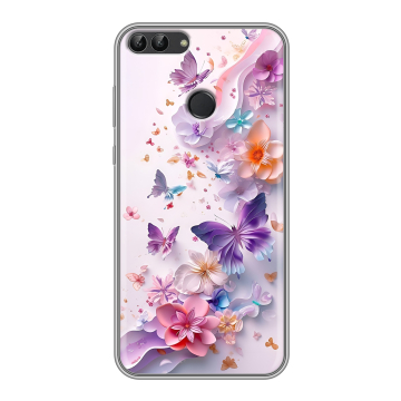 Силиконовый чехол на Huawei P Smart с принтом цветы бабочки Силиконовый чехол на Huawei P Smart с принтом цветы бабочки