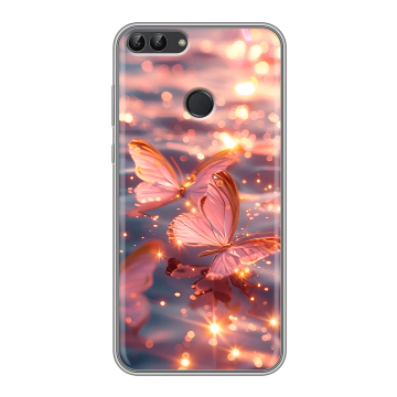Силиконовый чехол на Huawei P Smart с принтом бабочки розовые