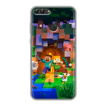 Силиконовый чехол на Huawei P Smart с принтом Майнкрафт Minecraft