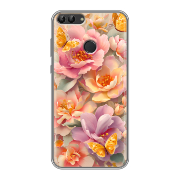 Силиконовый чехол на Huawei P Smart с принтом Цветы и бабочки