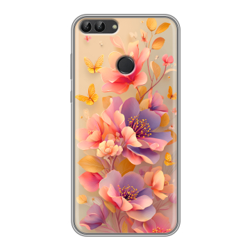 Силиконовый чехол на Huawei P Smart с принтом Цветы и бабочки