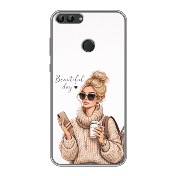 Силиконовый чехол на Huawei P Smart с принтом женский