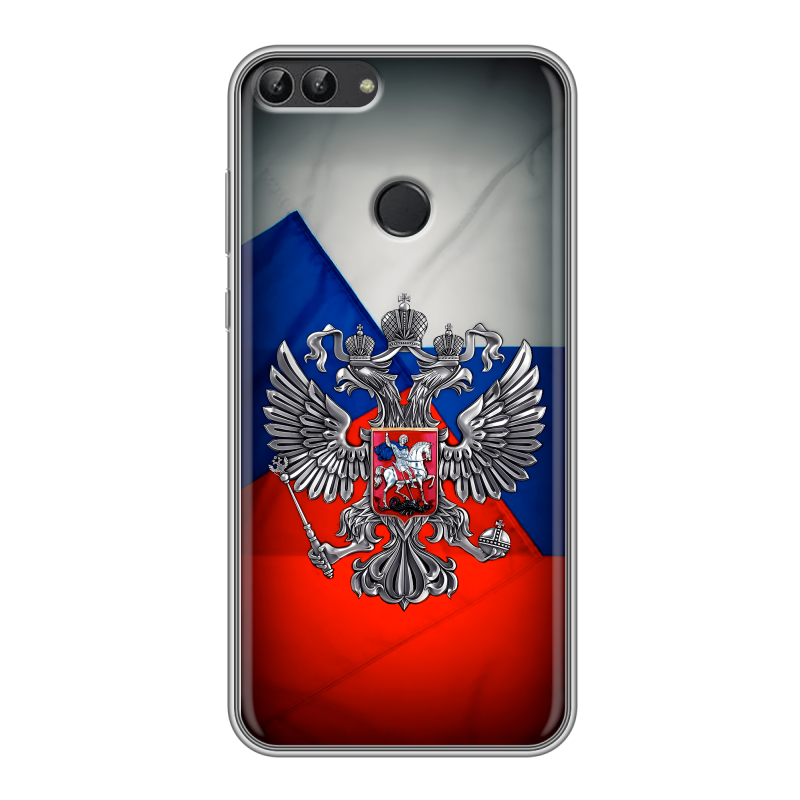 Пластиковый чехол на Huawei P Smart с принтом Флаг России Пластиковый чехол на Huawei P Smart с принтом Флаг России