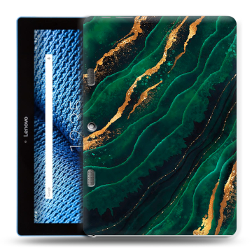 Силиконовый чехол на планшета Lenovo Tab 10 TB-X103F с принтом Мрамор зеленое золото Силиконовый чехол на планшета Lenovo Tab 10 TB-X103F с принтом Мрамор зеленое золото