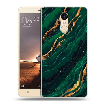 Силиконовый противоударный чехол на Xiaomi RedMi Note 4X с принтом Мрамор зеленое золото Силиконовый противоударный чехол на Xiaomi RedMi Note 4X с принтом Мрамор зеленое золото