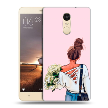 Силиконовый противоударный чехол на Xiaomi RedMi Note 4X с принтом Девушка и букет Силиконовый противоударный чехол на Xiaomi RedMi Note 4X с принтом Девушка и букет
