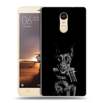 Силиконовый противоударный чехол на Xiaomi RedMi Note 4X с принтом Доберман и пистолет Силиконовый противоударный чехол на Xiaomi RedMi Note 4X с принтом Доберман и пистолет