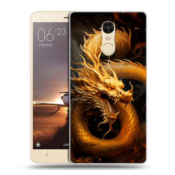 Силиконовый противоударный чехол на Xiaomi RedMi Note 4X с принтом Золотой дракон