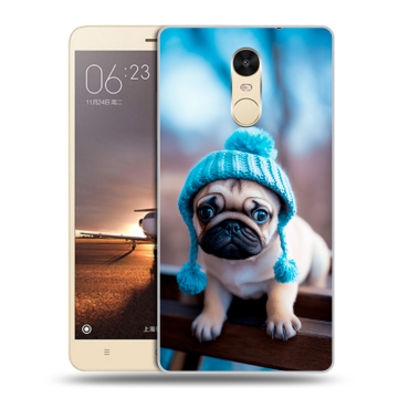 Силиконовый противоударный чехол на Xiaomi RedMi Note 4X с принтом Мопс в шапке