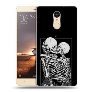 Силиконовый противоударный чехол на Xiaomi RedMi Note 4X с принтом Поцелуй скелетов Силиконовый противоударный чехол на Xiaomi RedMi Note 4X с принтом Поцелуй скелетов