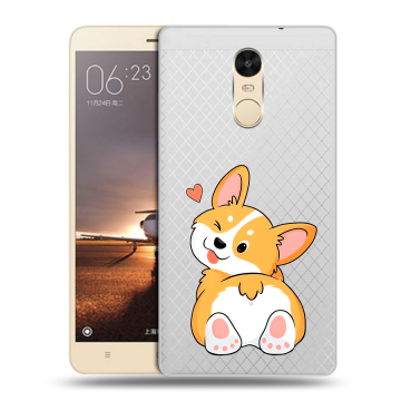 Силиконовый противоударный чехол на Xiaomi RedMi Note 4X с принтом Корги
