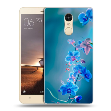 Силиконовый противоударный чехол на Xiaomi RedMi Note 4X с принтом Голубые цветы Силиконовый противоударный чехол на Xiaomi RedMi Note 4X с принтом Голубые цветы