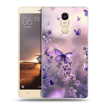 Силиконовый противоударный чехол на Xiaomi RedMi Note 4X с принтом бабочки и лаванда Силиконовый противоударный чехол на Xiaomi RedMi Note 4X с принтом бабочки и лаванда