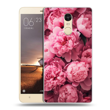 Силиконовый противоударный чехол на Xiaomi RedMi Note 4X с принтом цветы пионы