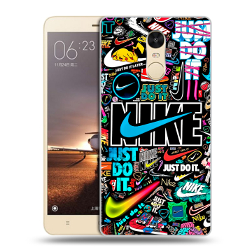 Силиконовый противоударный чехол на Xiaomi RedMi Note 4X с принтом найк nike черный