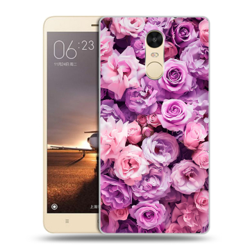 Силиконовый противоударный чехол на Xiaomi RedMi Note 4X с принтом лавандовые розы Силиконовый противоударный чехол на Xiaomi RedMi Note 4X с принтом лавандовые розы