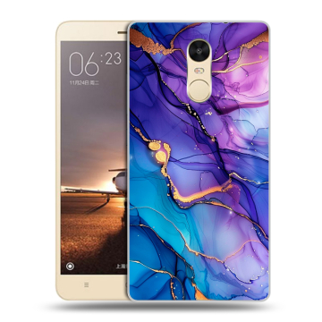 Силиконовый противоударный чехол на Xiaomi RedMi Note 4X с принтом синий мрамор