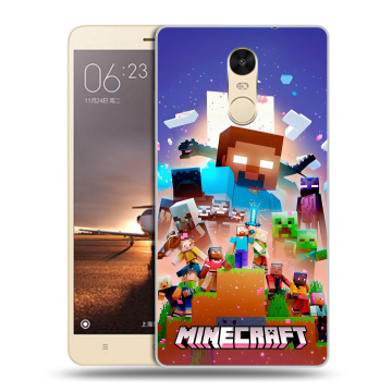 Силиконовый противоударный чехол на Xiaomi RedMi Note 4X с принтом Майнкрафт Minecraft