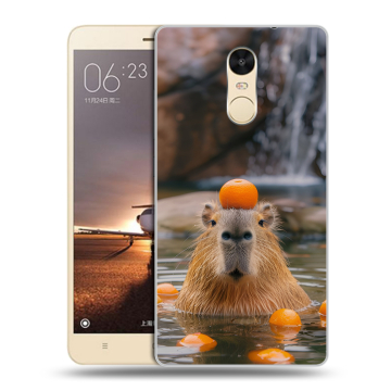 Силиконовый противоударный чехол на Xiaomi RedMi Note 4X с принтом Капибара с апельсином